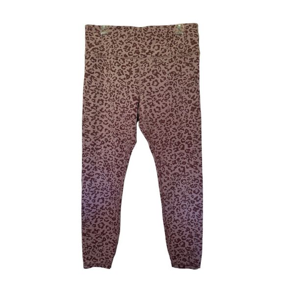ATHLETA woman's sz XL Elation ultra high rise leopard flora mauve tights legging - Picture 2 of 13